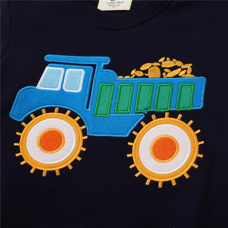 Sweat-shirt à manches longues brodé de voitures de dessin animé pour garçons, chemises d'automne pour enfants, vêtements pour bébés, offre spéciale MAEJORKEN