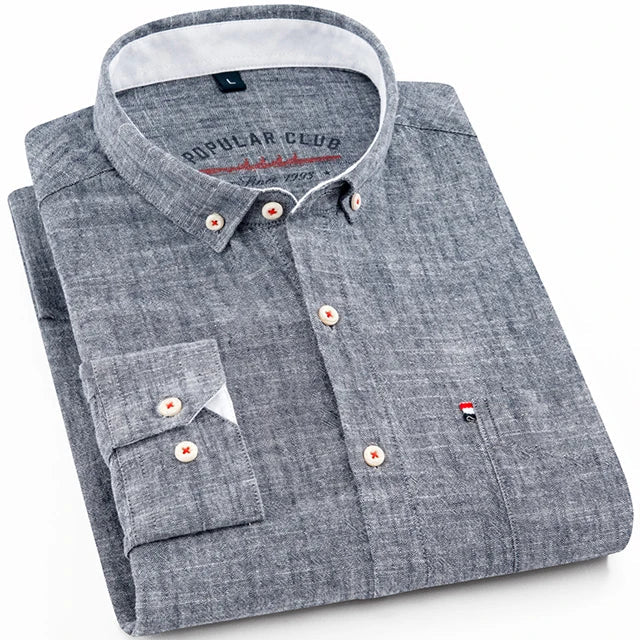 Chemise habillée à col boutonné pour hommes, mélange de coton et de lin respirant, manches longues, coupe cintrée, printemps été décontracté Chic MAEJORKEN