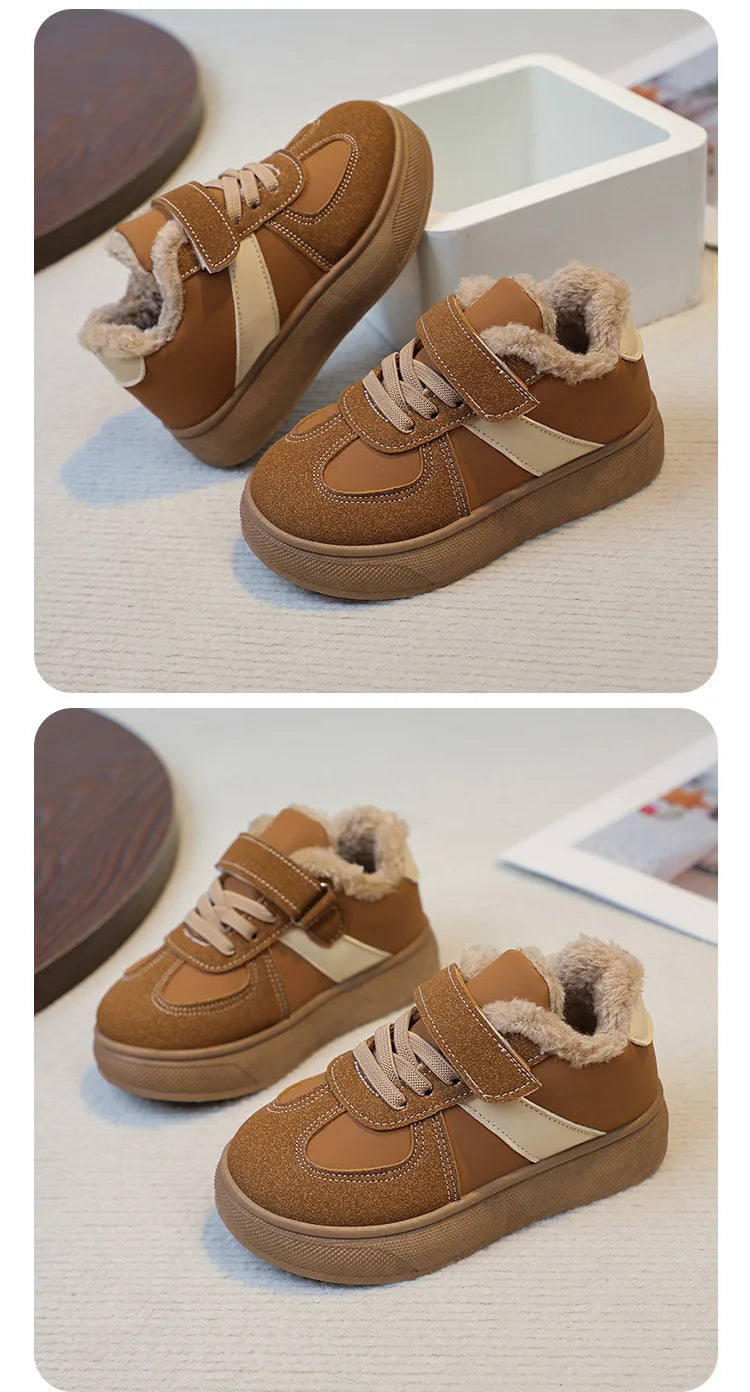 Chaussures chaudes d'hiver pour enfants, baskets en polaire, en coton, imperméables, en laine d'agneau, pour filles, 2025 MAEJORKEN