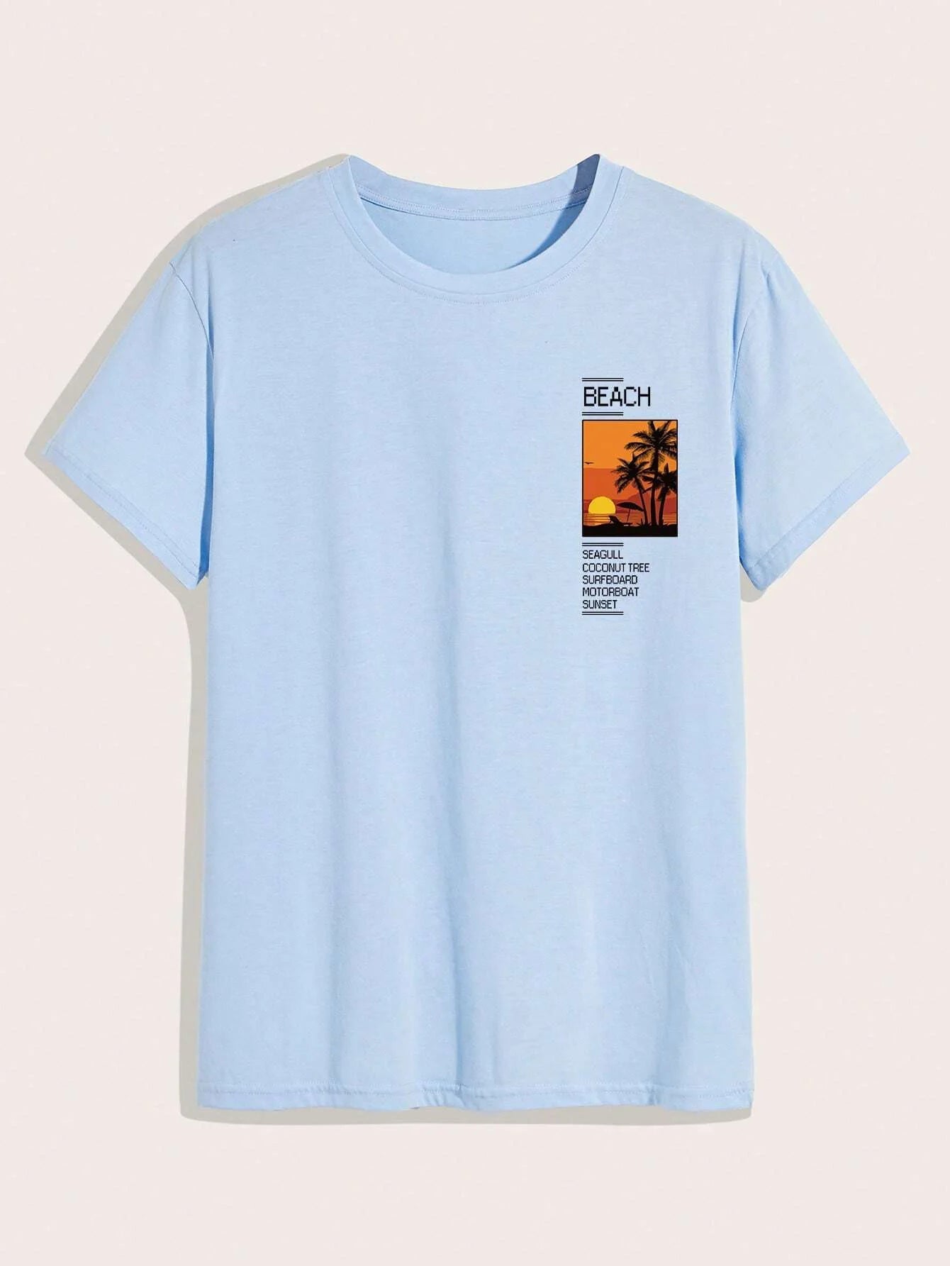 T-shirt manches courtes col rond homme, ample, 100% coton, été, imprimé graphique cocotier du XS au 2XL MAEJORKEN