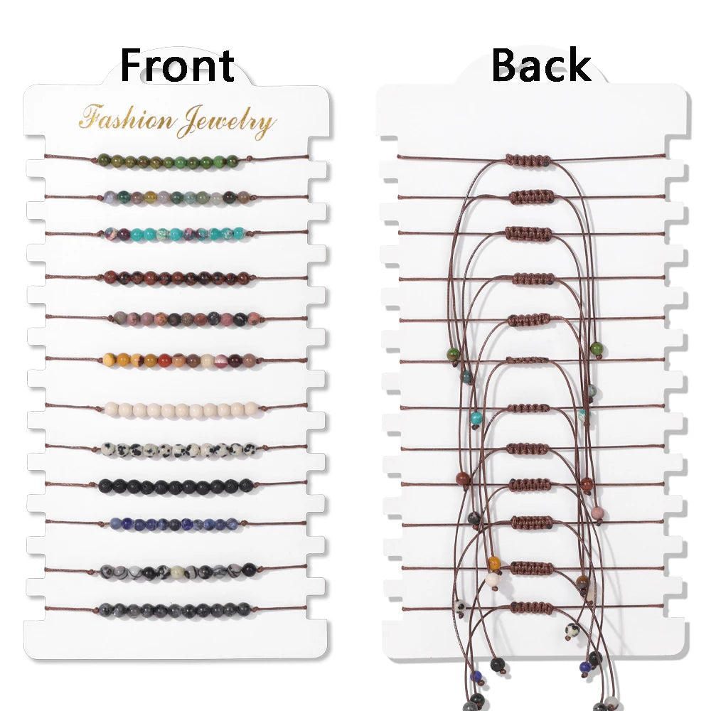 12 pièces/ensemble coloré pierre naturelle tressé Bracelet guérison cristal à la main Bracelets porte-bonheur Bracelets bijoux femmes hommes cadeaux MAEJORKEN