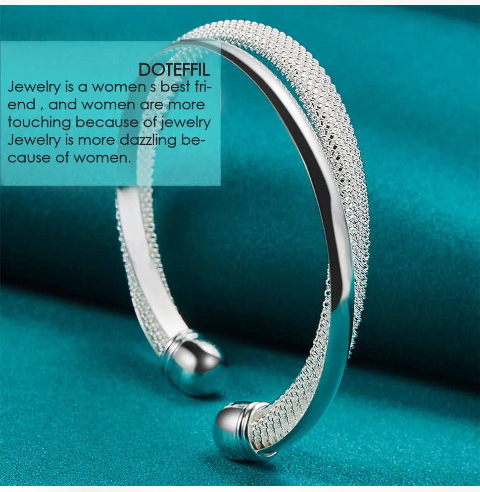 DOTEFFIL 925 en argent Sterling grand Bracelet lisse réticulé pour femme homme bijoux de fiançailles de mariage MAEJORKEN