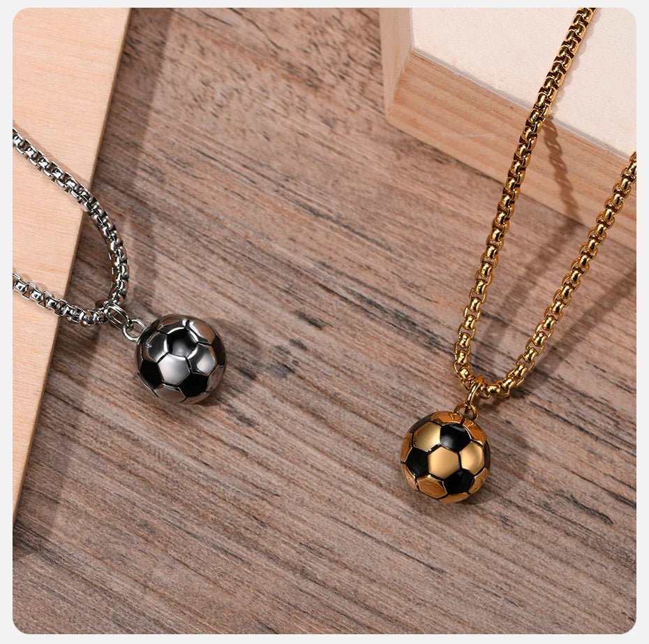 Vnox – colliers de Football 3D pour hommes, pendentifs Scoocer décontractés en acier inoxydable massif, cadeaux pour amoureux du sport pour garçons MAEJORKEN