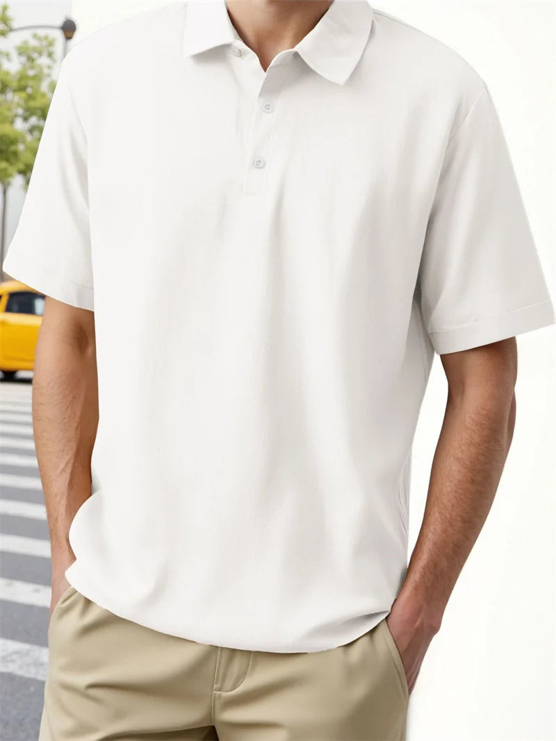 Polo d'été décontracté en coton et lin pour hommes, T-shirts à manches courtes à séchage rapide, hauts à col rabattu, pull pour hommes MAEJORKEN