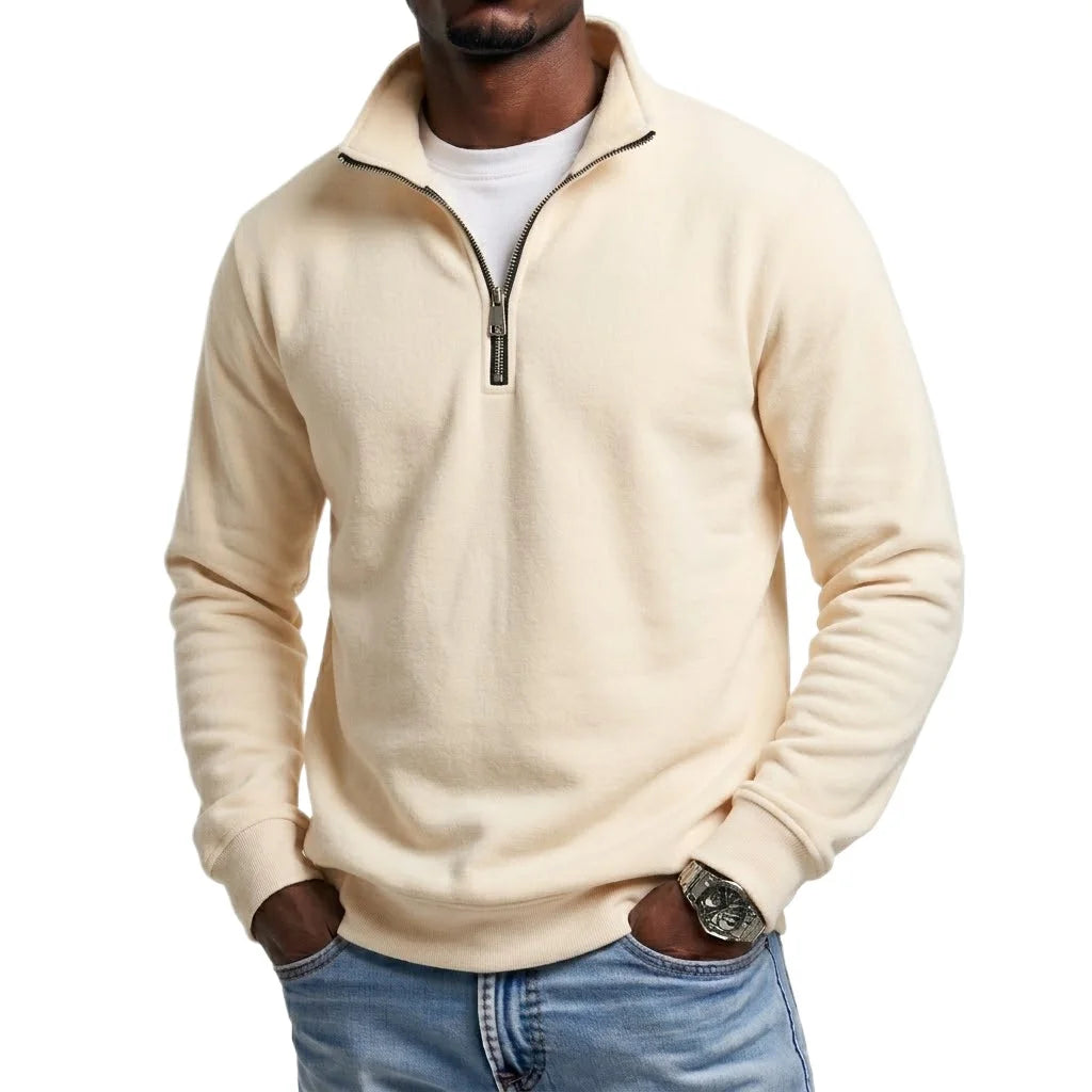 Sweat-shirt à fermeture éclair pour homme, idéal pour le sport et les activités de plein air, avec capuche et demi-zip, collection printemps-automne, couleur unie MAEJORKEN
