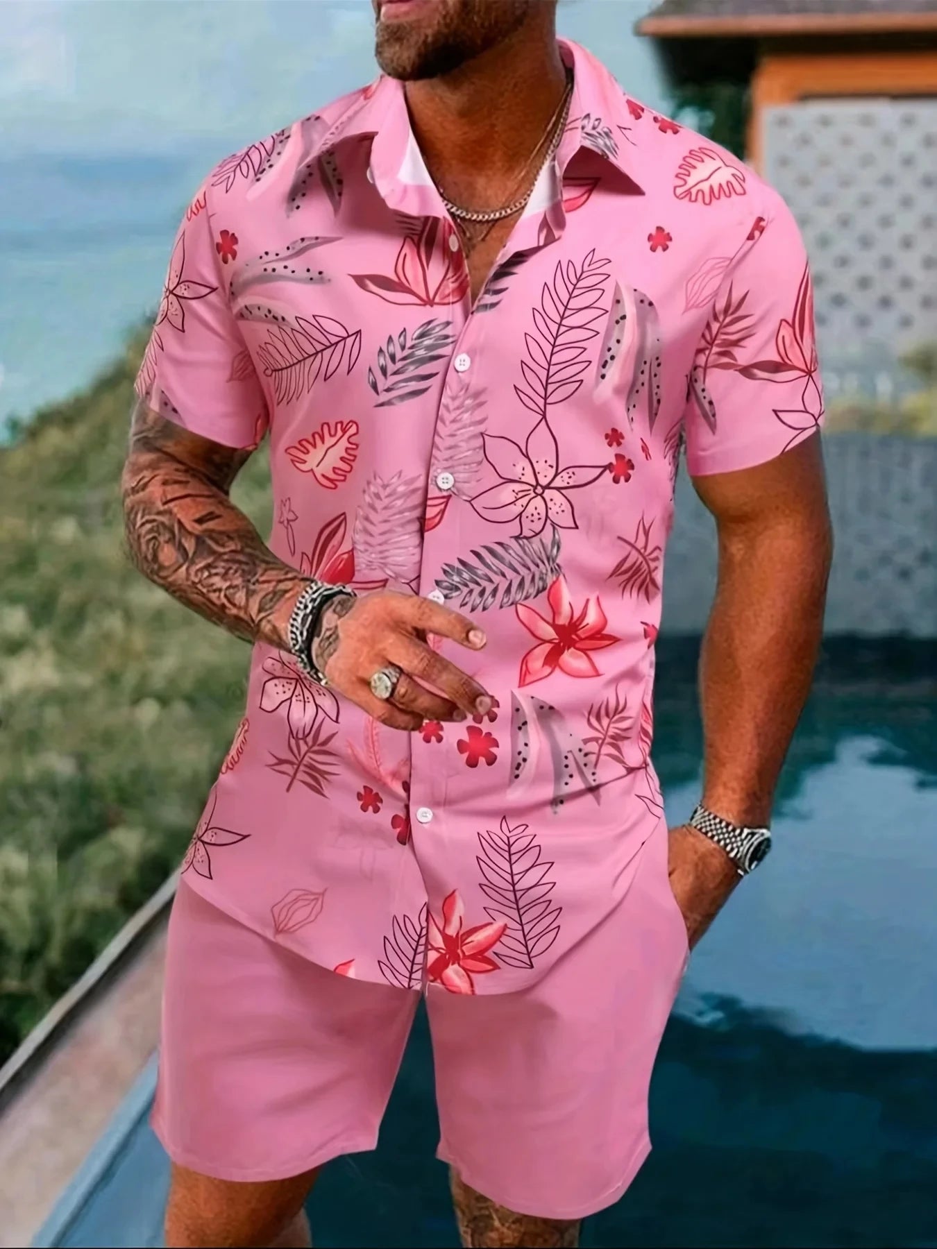 Sportedly-Ensemble deux pièces pour hommes, chemises et shorts College en 3D, vêtements de plage unisexes, chemise à revers hawaïenne, olympiques à la mode, 2 pièces MAEJORKEN