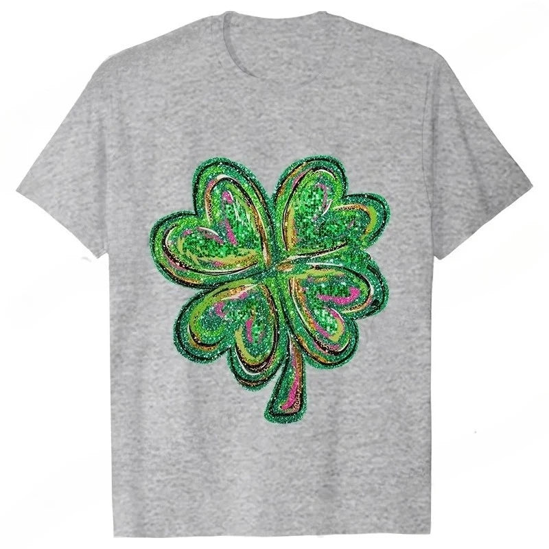 T-shirts Femme Trèfle de la Saint-Patrick 2025 – Mode Graphique Porte-Bonheur Y2K, Tops Hip Hop Streetwear Décontracté Harajuku, Vêtements Féminins MAEJORKEN