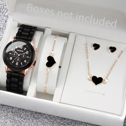 Ensemble de montres à quartz avec bracelet en silicone pour femme, horloge à la mode, cadeau pour fille, sans boîte, 5 pièces, 6 pièces MAEJORKEN