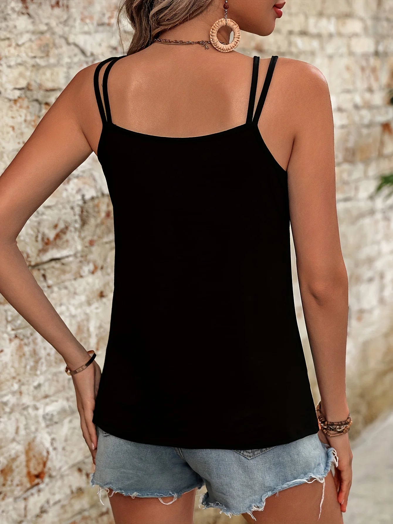Camisole à col en V pour femmes, glaçure rayée, élégante, indie folk, vacances, été MAEJORKEN