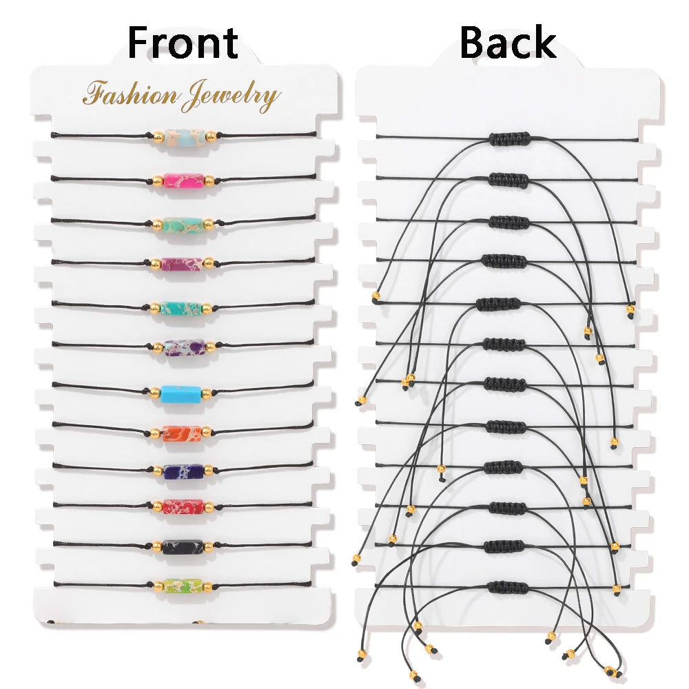 12 pièces/ensemble coloré pierre naturelle tressé Bracelet guérison cristal à la main Bracelets porte-bonheur Bracelets bijoux femmes hommes cadeaux MAEJORKEN