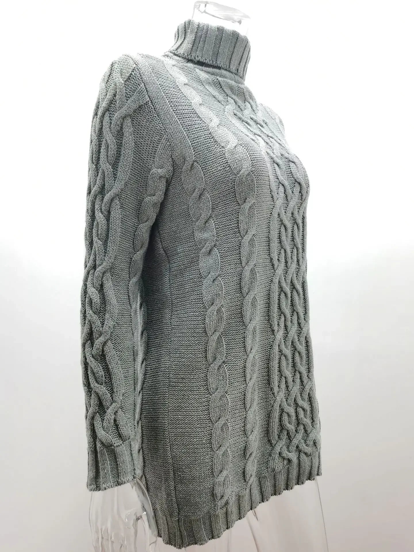 Robe pull longue à col haut pour femme, pull tricoté, couleur unie, épais, Mini, mode hiver automne 2024 MAEJORKEN