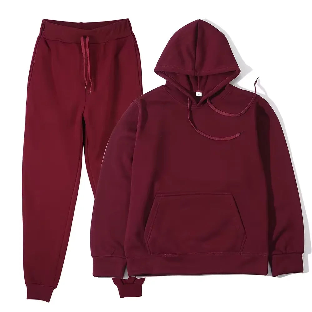Ensemble survêtement couleur unie sweat à capuche + pantalon du S au 3XL