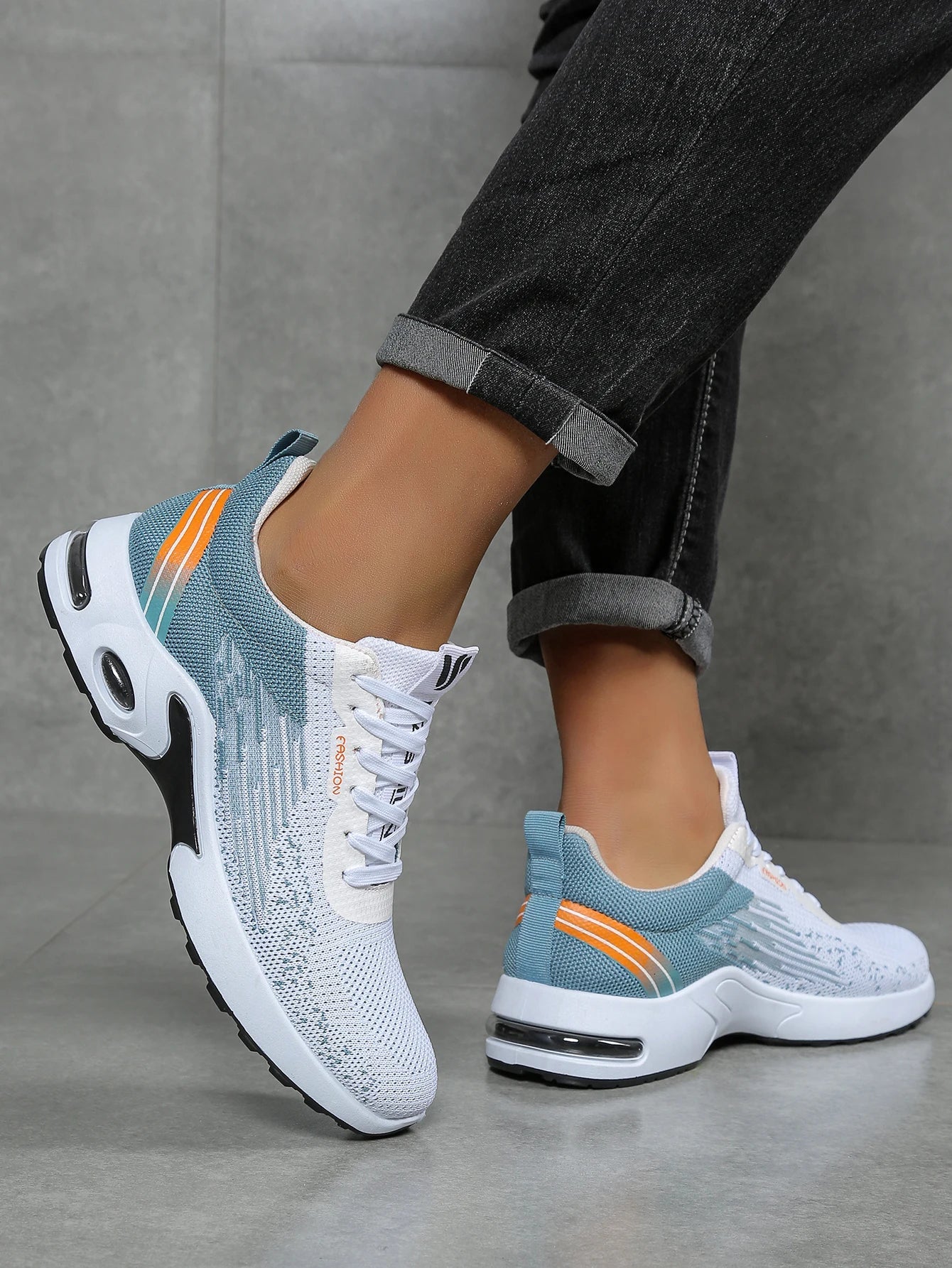 Chaussures pour hommes, chaussures décontractées pour hommes, maille respirante, chaussures de sport à la mode à coussin d'air, à semelles souples et à blocs de couleur MAEJORKEN