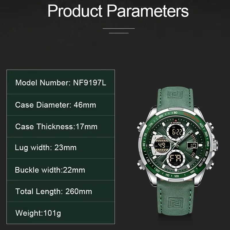 NAVIFORCE montre militaire pour hommes chronographe multifonction sport 3ATM étanche avec alarme affichage jour et Date horloge cadeaux masculins MAEJORKEN