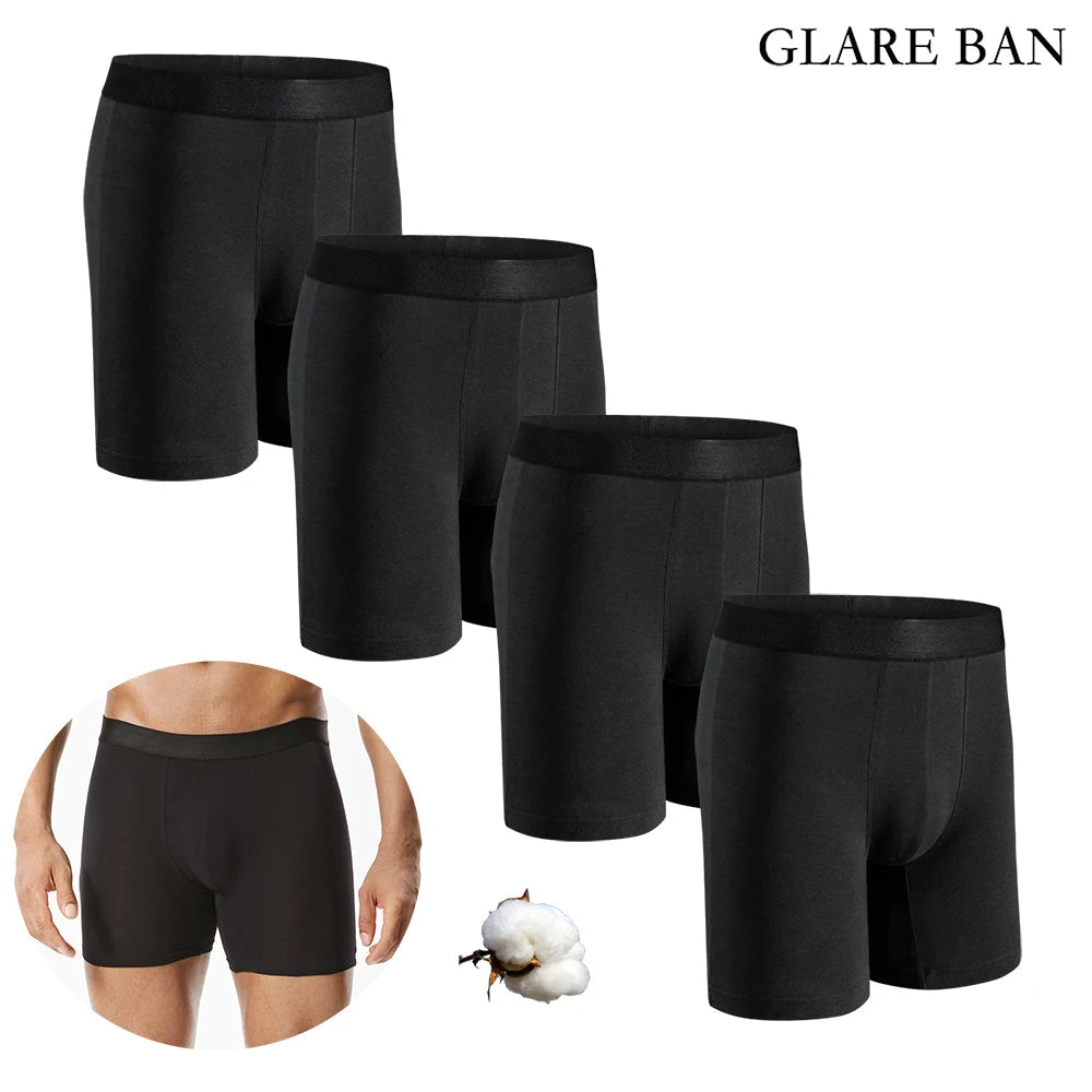 4 pièces ensemble mi-long Boxer Shorts sous-vêtements masculins coton respirant hommes caleçons pour hommes Homme Boxershorts glisse culotte douce MAEJORKEN