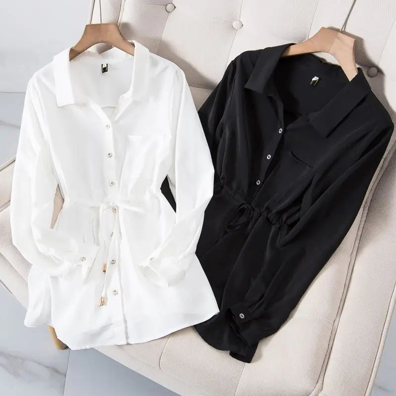 Chemise décontractée en mousseline de soie à manches longues du L au 3XL
