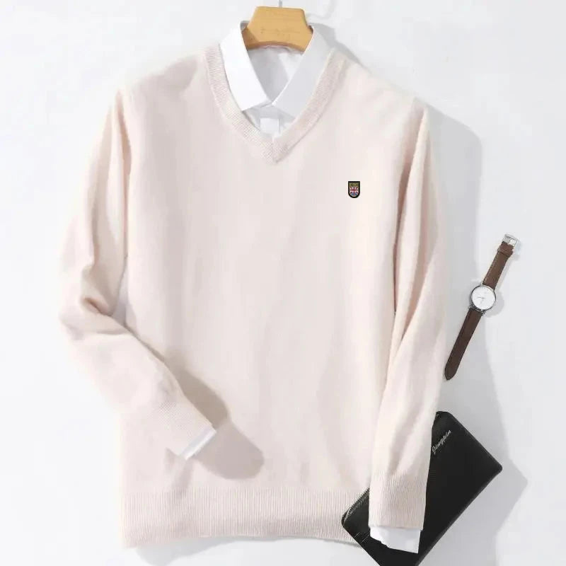 Pull en cachemire mélangé pour hommes, pulls à col en V, chemise d'automne et d'hiver, zones coréennes, 10 documents MAEJORKEN