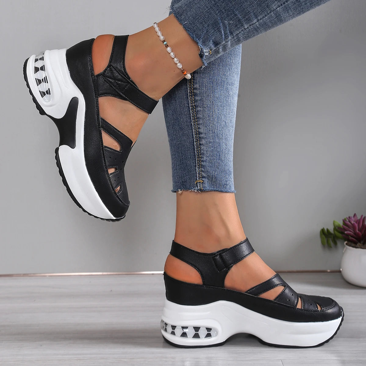 Sandales d'été à bout fermé pour femmes, chaussures décontractées, grande taille, ajourées, légères, confortables, à plateforme, nouvelle collection MAEJORKEN