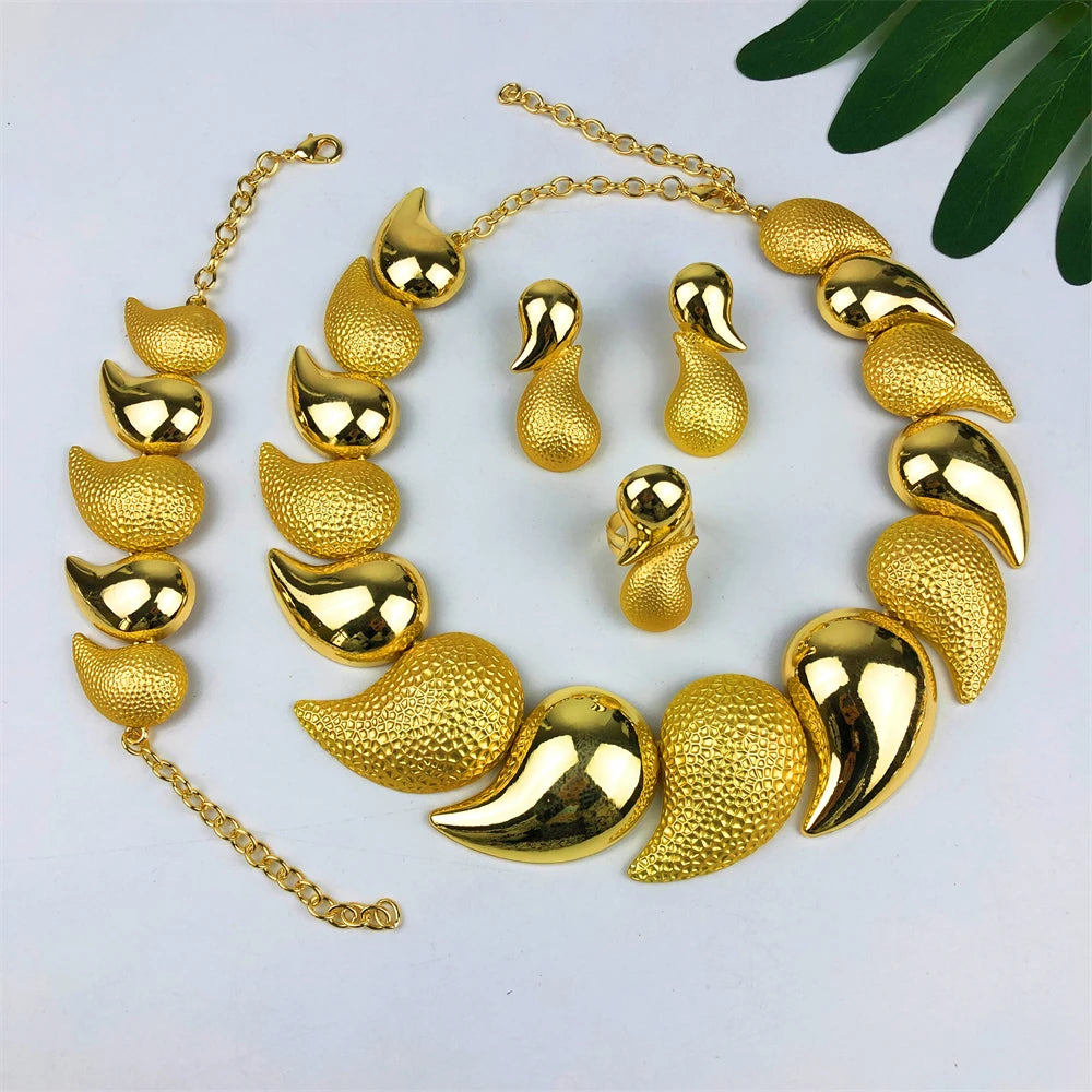 TITI ensemble de bijoux de luxe pour femmes de haute qualité plaqué or 18 carats bijoux de dubaï collier boucle d'oreille bague Bracelet tendance MAEJORKEN