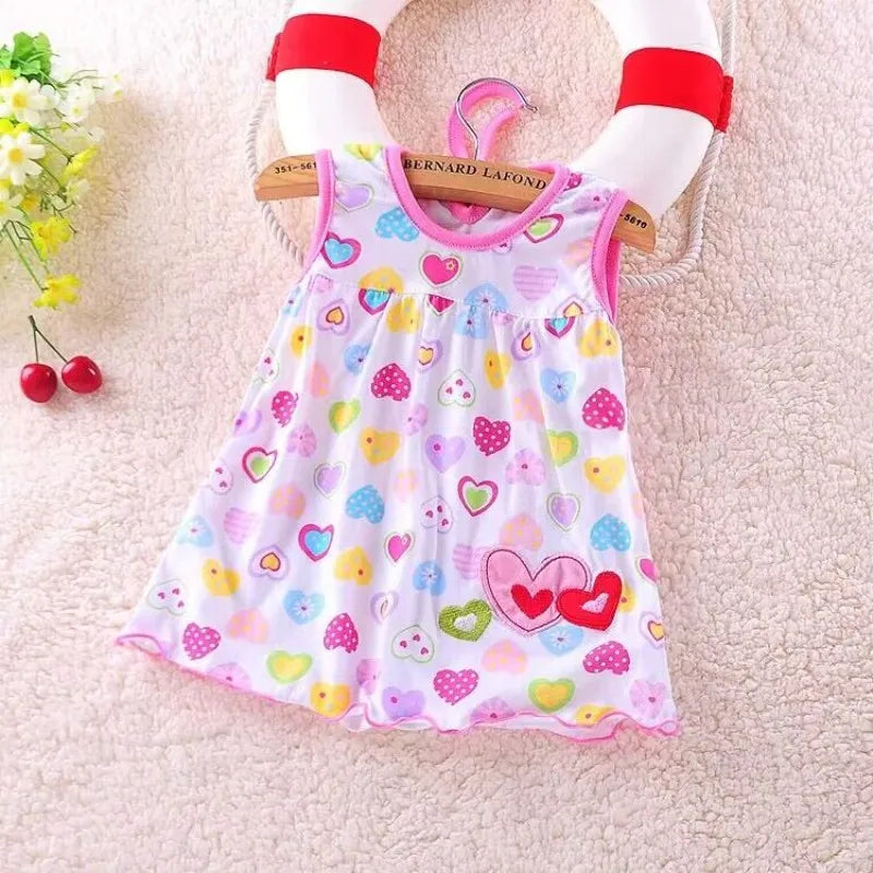 Robes d'été pour bébés filles, en coton, sans manches, imprimé + broderie du 0 à 12 mois MAEJORKEN