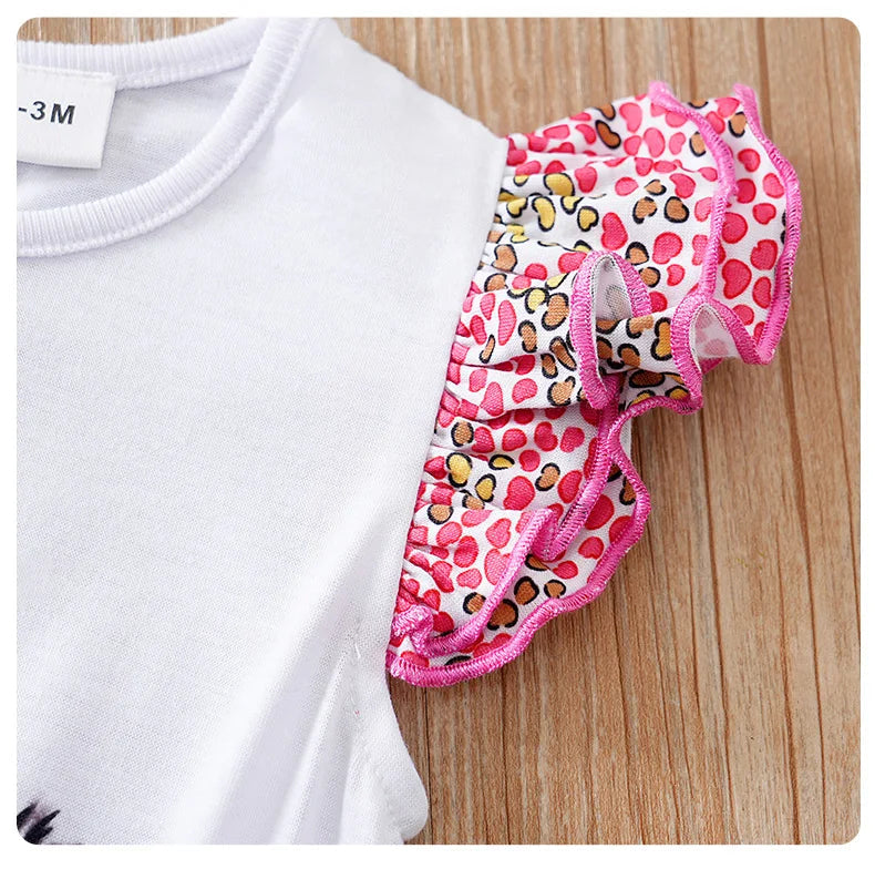 Vêtements pour nouveau-nés, imprimé cerf tacheté de dessin animé, confortable et doux, combinaison d'été à manches volantes pour bébé fille MAEJORKEN