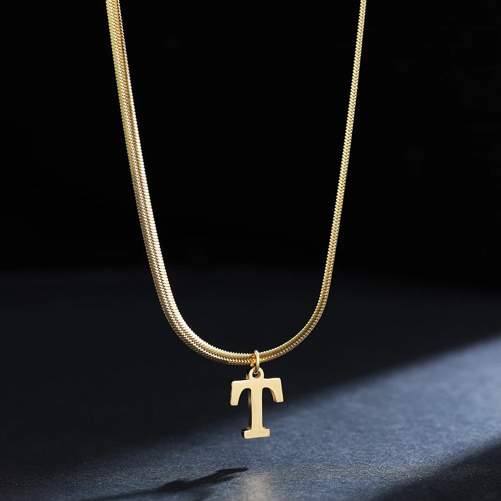Pendentif  alphabet plaqué or inoxydable