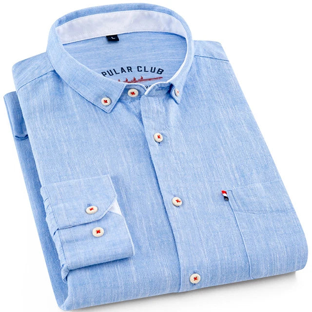 Chemise habillée à col boutonné pour hommes, mélange de coton et de lin respirant, manches longues, coupe cintrée, printemps été décontracté Chic MAEJORKEN