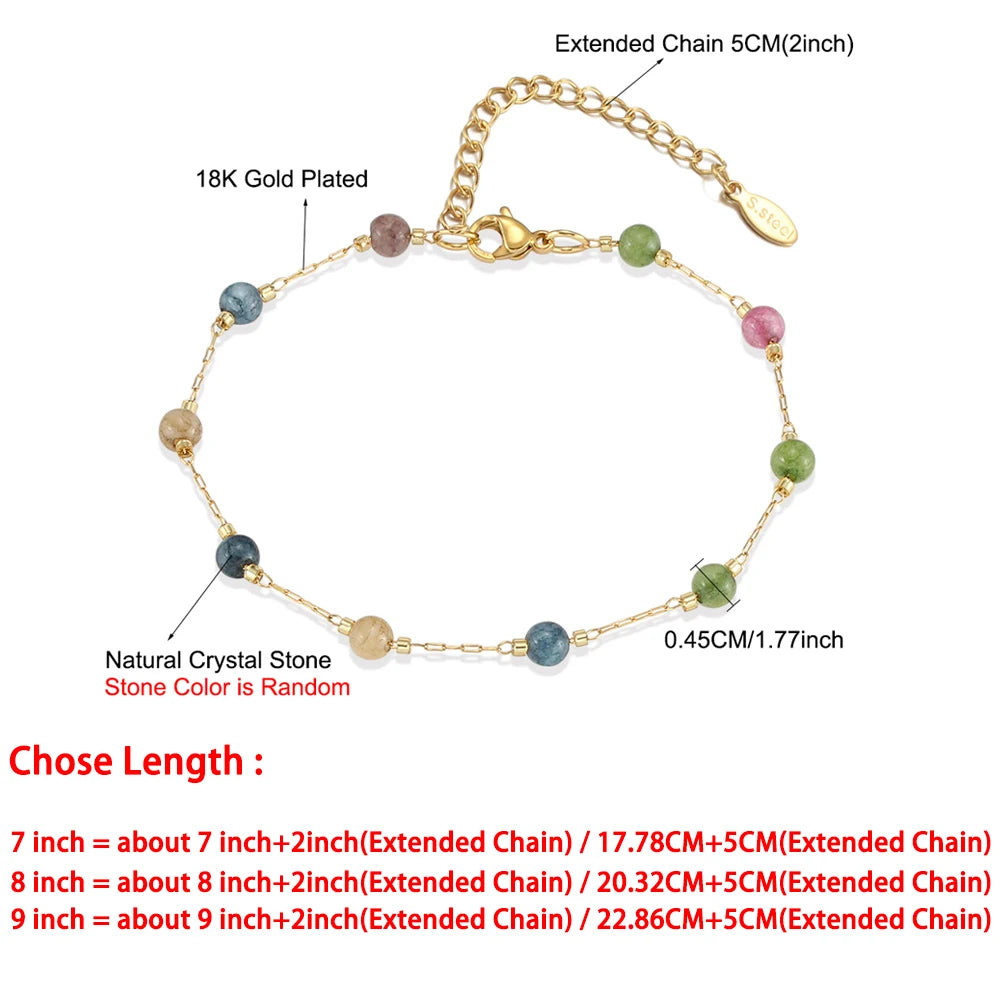 Pierre naturelle acier inoxydable cristaux perle chaîne Bracelets pour femme couleur or dames cheville Bracelet bijoux 7-9 pouces MAEJORKEN