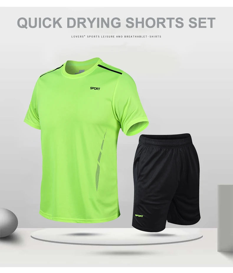 CHRLCK – ensemble de course à séchage rapide pour hommes, T-Shirt respirant pour randonnée, pêche, court, doux, élasticité, combinaisons de Fitness, Sports de plein air MAEJORKEN