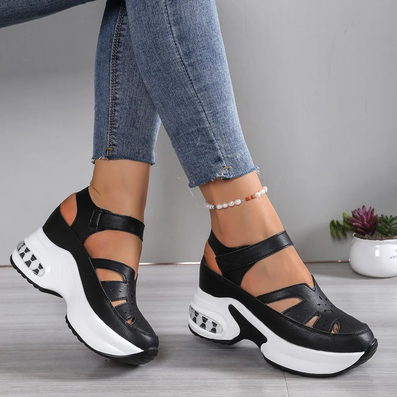 Sandales d'été à bout fermé pour femmes, chaussures décontractées, grande taille, ajourées, légères, confortables, à plateforme, nouvelle collection MAEJORKEN