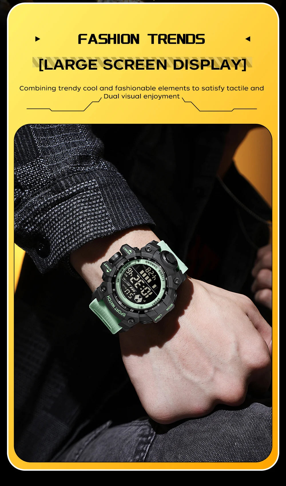 SANDA Sports de plein air hommes montre LED étanche analogique numérique spectacle multifonction grand cadran électronique montre-bracelet G style mâle Cloc MAEJORKEN