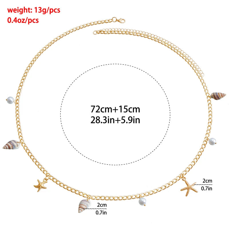 Collier pendentif étoile de mer exagéré pour femmes, coquillage, imitation perle, bracelets chaîne, bijoux de plage d'été, cadeau de vacances MAEJORKEN
