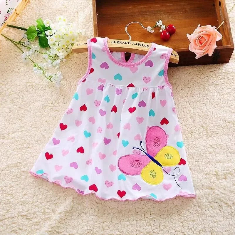 Robes d'été pour bébés filles, en coton, sans manches, imprimé + broderie du 0 à 12 mois MAEJORKEN