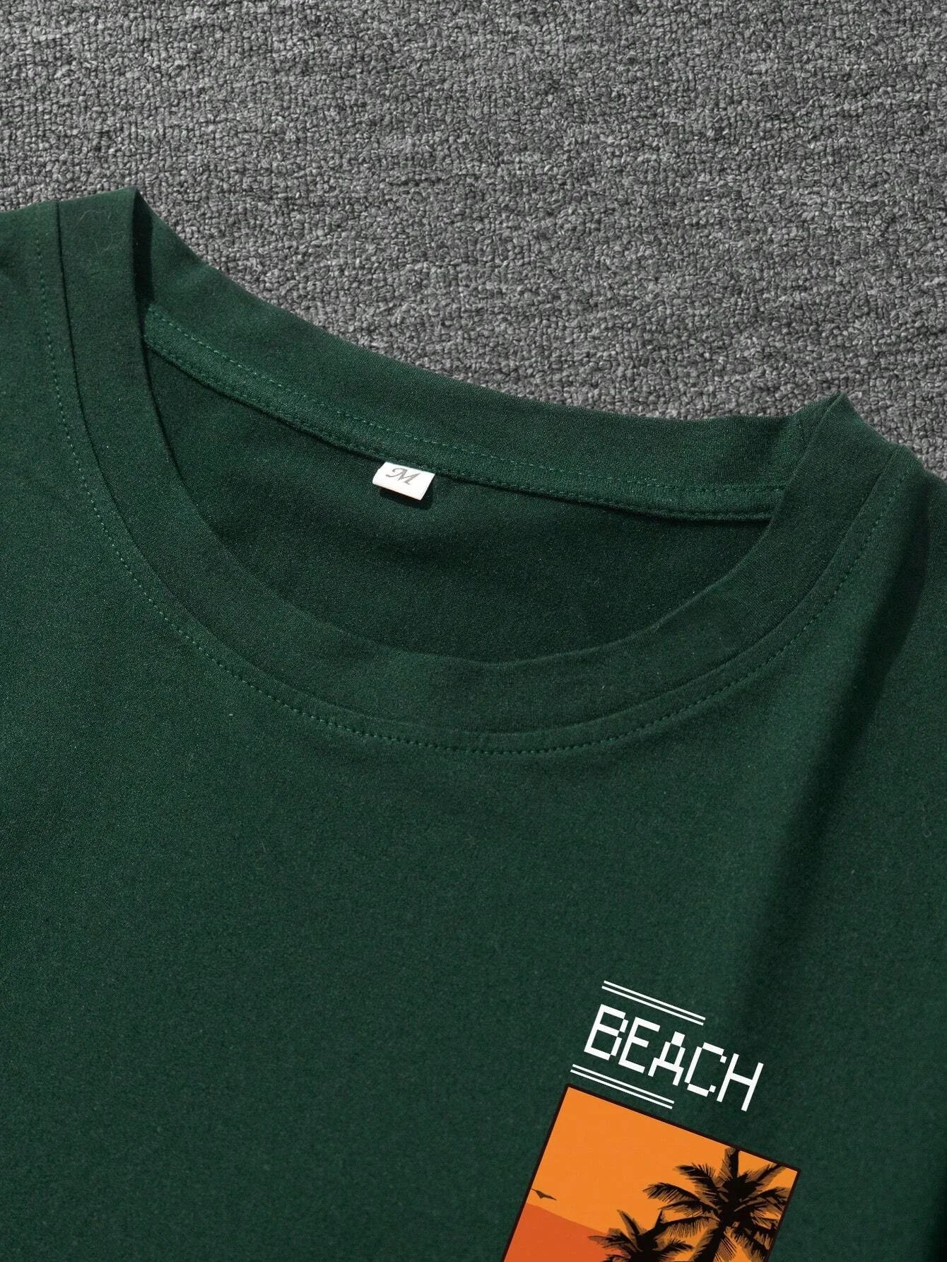 T-shirt manches courtes col rond homme, ample, 100% coton, été, imprimé graphique cocotier du XS au 2XL MAEJORKEN