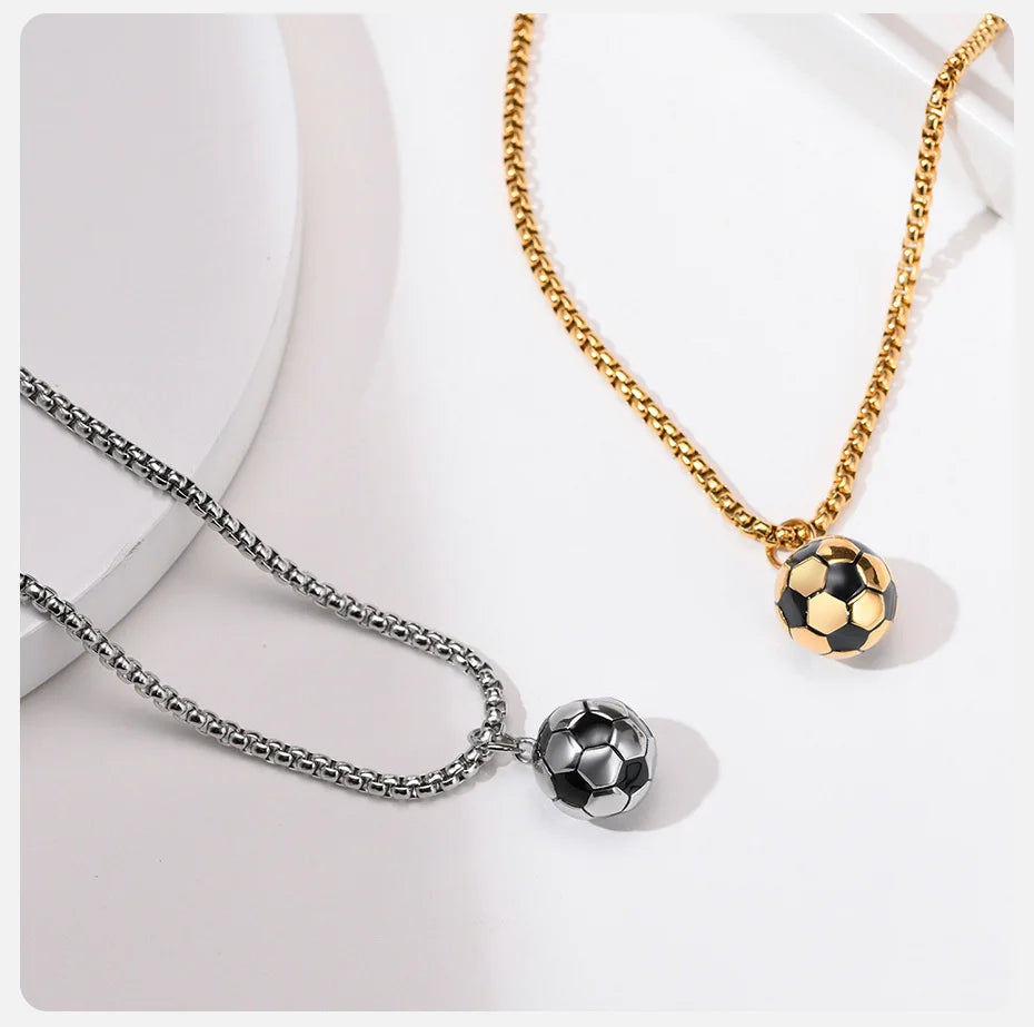 Vnox – colliers de Football 3D pour hommes, pendentifs Scoocer décontractés en acier inoxydable massif, cadeaux pour amoureux du sport pour garçons MAEJORKEN