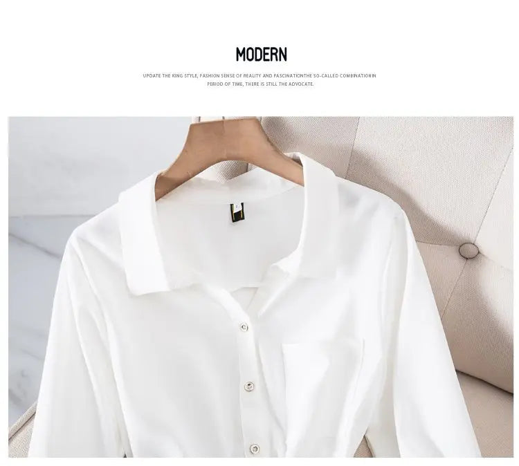 Chemise décontractée en mousseline de soie à manches longues du L au 3XL
