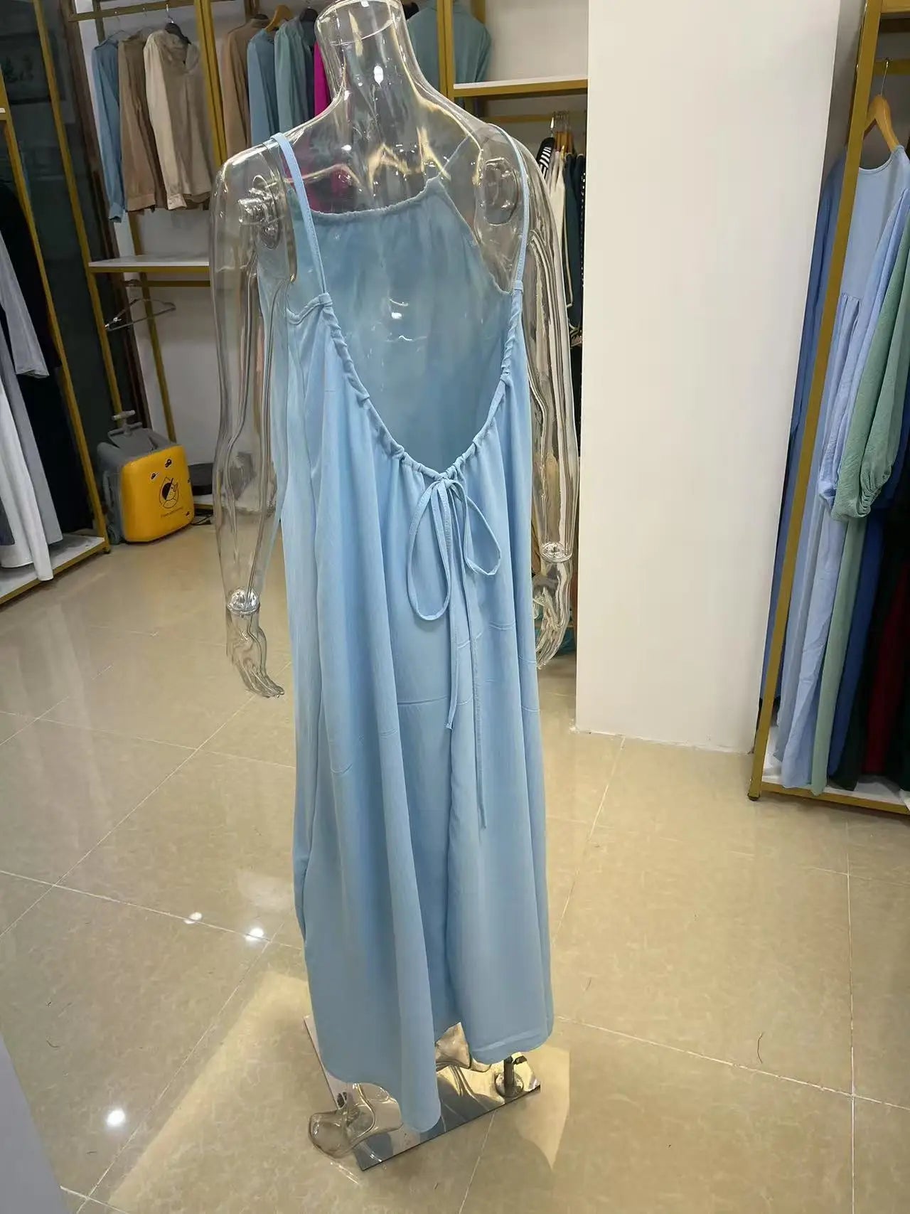 Nouvelle arrivée : Robe longue décontractée sans bretelles ni dos pour femme, confortable pour la maison et la nuit MAEJORKEN