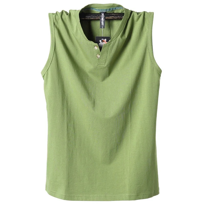 Débardeur classique sans manches en coton pur , couleur unie, col en V, du L au 6XL