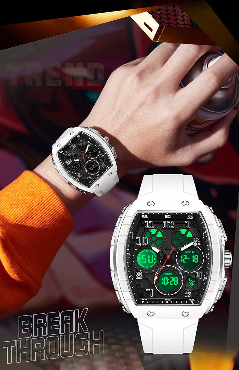 2025 marque hommes montre électronique montre numérique multifonctionnel réveil mode tendance Silicone étanche mâle mode horloge MAEJORKEN