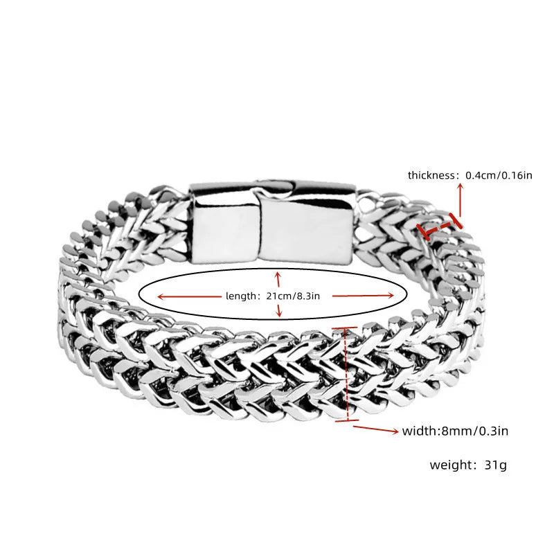 Bracelet tressé en acier inoxydable, Double rangée, écailles de poisson avant et arrière, boucle magnétique en alliage avec quille, bijoux, nouveau modèle MAEJORKEN