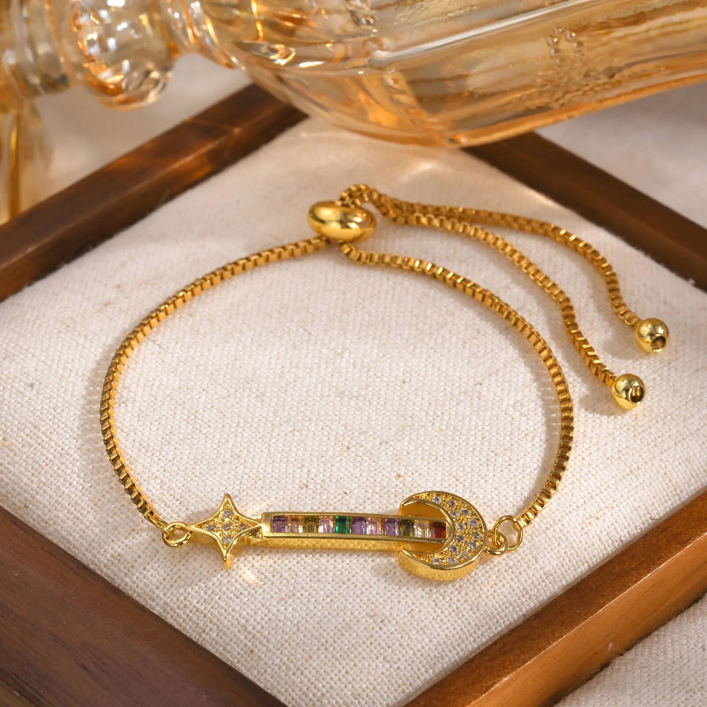 Zcomprend-Bracelet coeur en pierre colorée pour femme, lune, étoile, boîte réglable, bijoux JOWristband, cadeau pour petite amie, jour de Léon MAEJORKEN