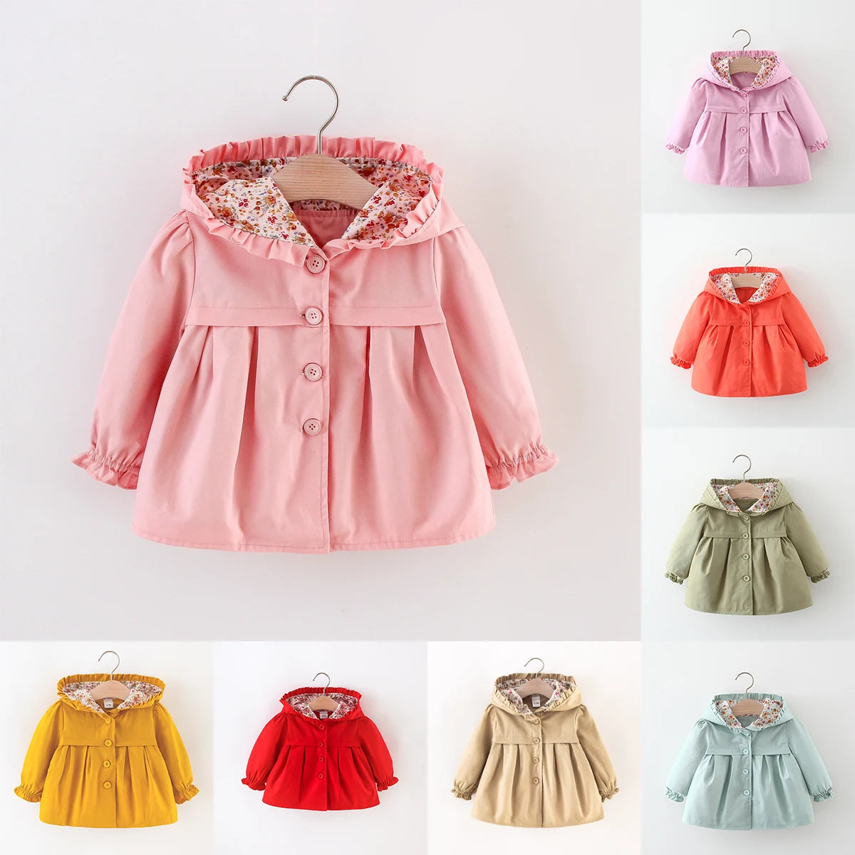Veste d'automne pour bébé fille de 0 à 3 ans, coupe-vent en coton à manches longues, veste à capuche pour bébé fille MAEJORKEN