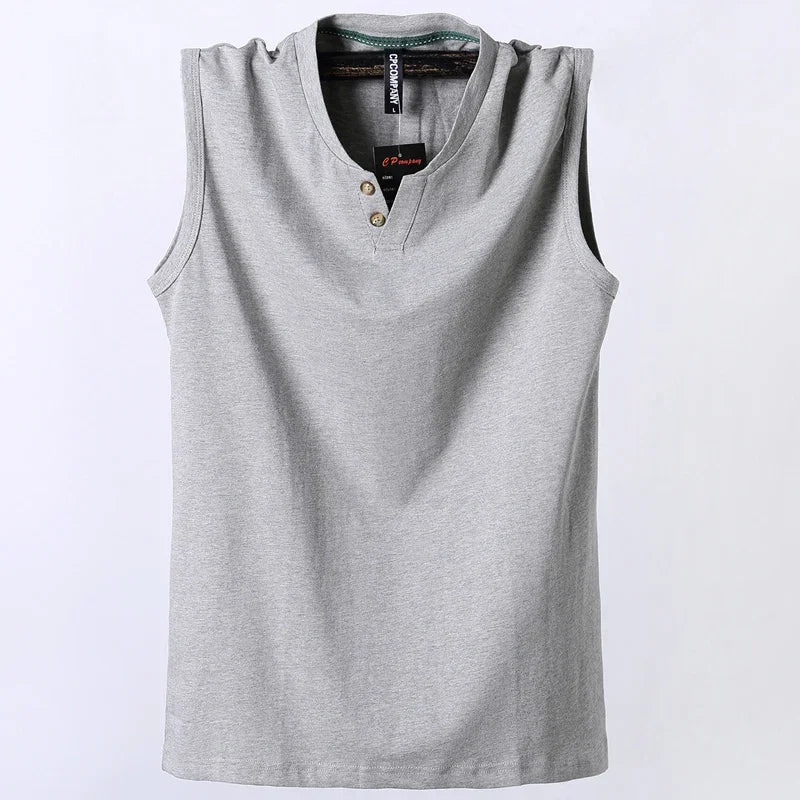 Débardeur classique sans manches en coton pur , couleur unie, col en V, du L au 6XL