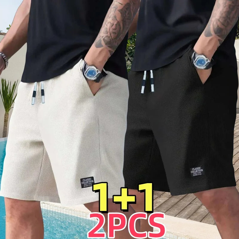 Lot de 2 shorts pour hommes, pantalons décontractés pour hommes, shorts de plage pour hommes, shorts de sport pour hommes, nouveau tissu texturé à la mode, pantalons respirants, adaptés aux vêtements décontractés quot MAEJORKEN