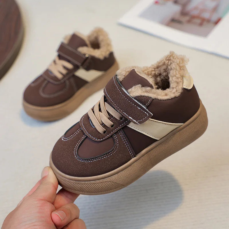 Chaussures chaudes d'hiver pour enfants, baskets en polaire, en coton, imperméables, en laine d'agneau, pour filles, 2025 MAEJORKEN