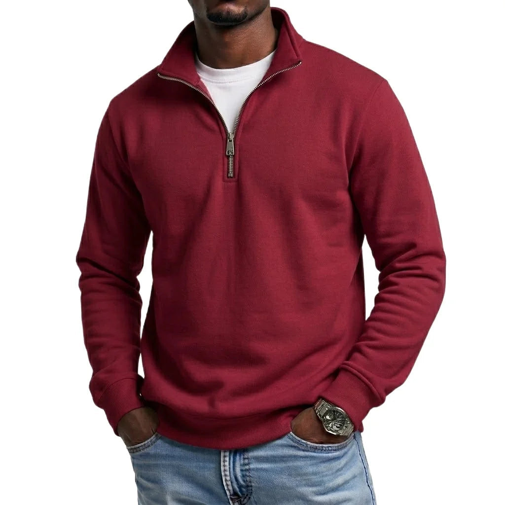 Sweat-shirt à fermeture éclair pour homme, idéal pour le sport et les activités de plein air, avec capuche et demi-zip, collection printemps-automne, couleur unie MAEJORKEN