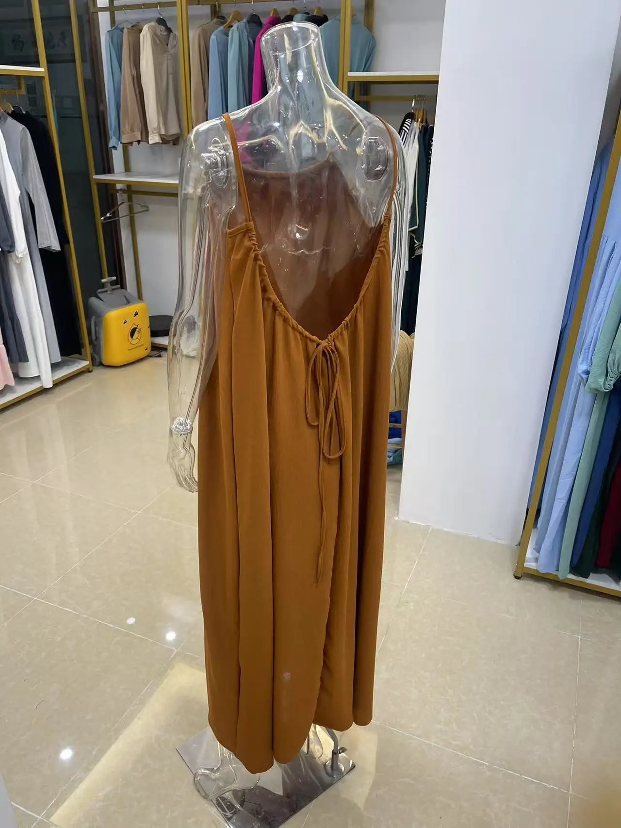 Nouvelle arrivée : Robe longue décontractée sans bretelles ni dos pour femme, confortable pour la maison et la nuit MAEJORKEN