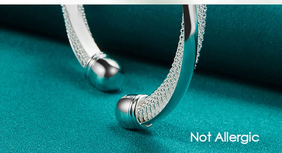 DOTEFFIL 925 en argent Sterling grand Bracelet lisse réticulé pour femme homme bijoux de fiançailles de mariage MAEJORKEN