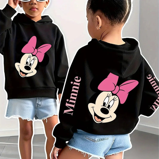 Sweat à capuche Disney Minnie Mouse pour filles, avec visage et nœud de Minnie Mouse, cadeau d'anniversaire et de rentrée scolaire, vêtements d'hiver pour filles MAEJORKEN