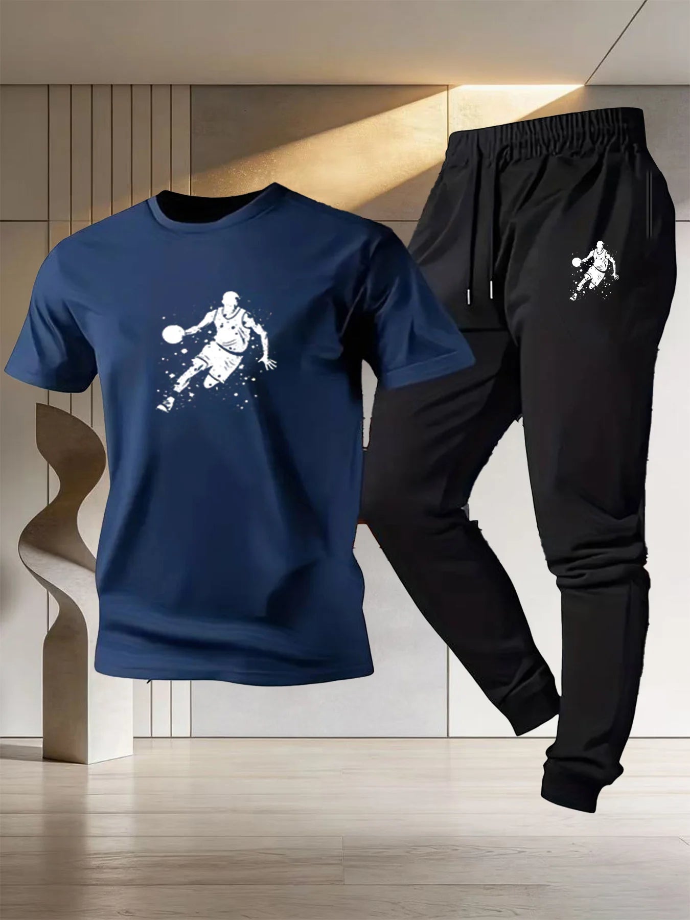 Vêtements de sport de basketball pour hommes, t-shirt d'été en pur coton à manches courtes, pantalon de sport léger, nouveau style 2026, coupe ample MAEJORKEN